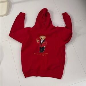 Ralph Lauren Red Polo Bear Hoodie Tall Large